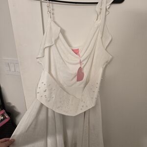 Sugar Thrillz White Dress with Pearl Details